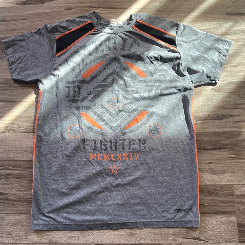 American Fighter Gray and Orange Graphic Tee